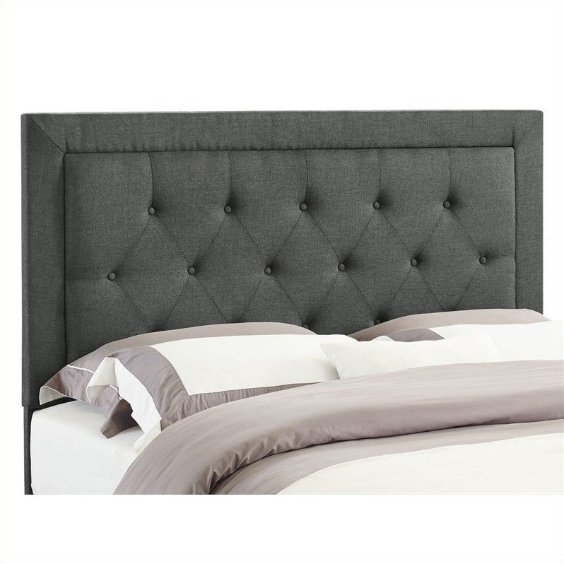 Riverbay Furniture Full Queen Tufted Panel Headboard in Gray