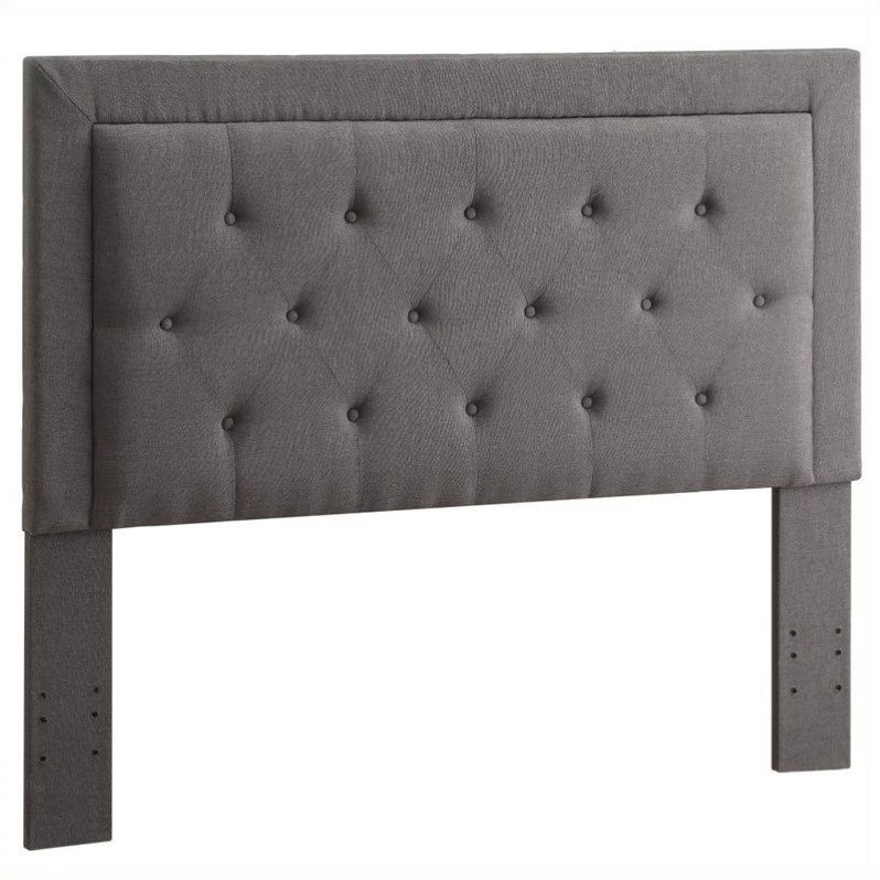 Riverbay Furniture Full Queen Tufted Panel Headboard in Gray