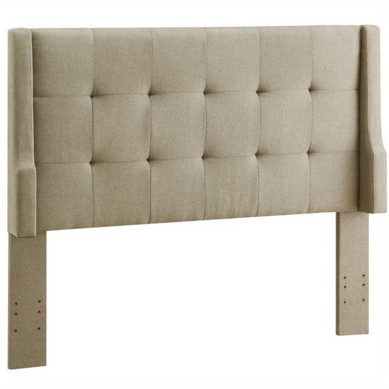 Riverbay Furniture Full Queen Tufted Wingback Panel Headboard in Natural