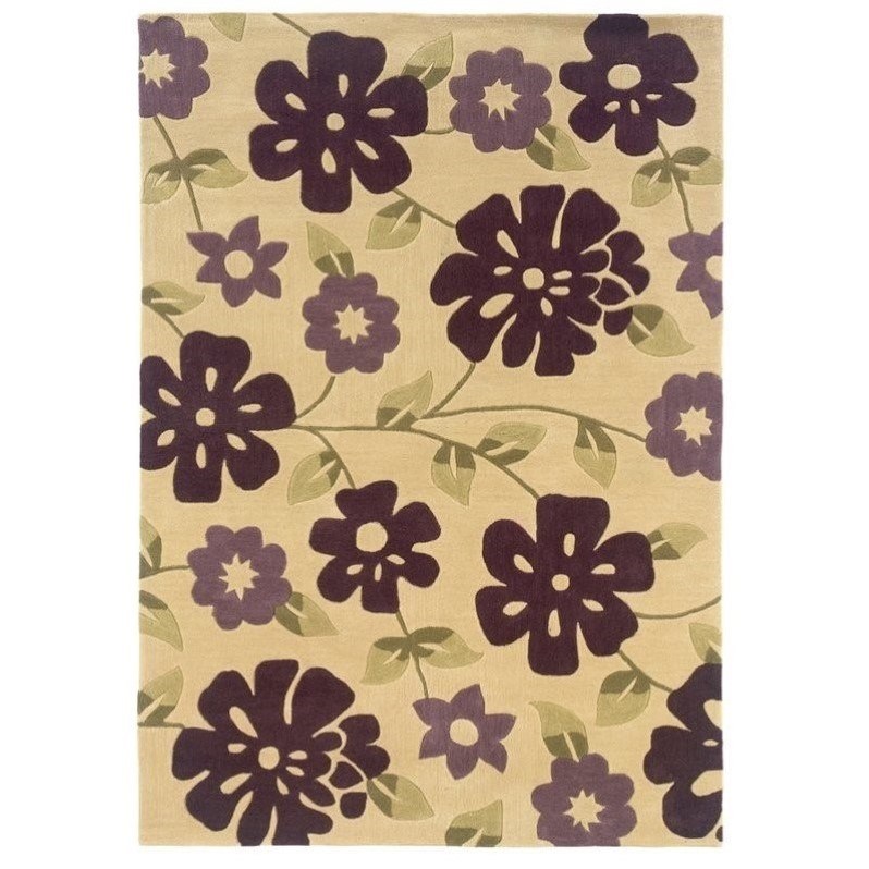 Riverbay Furniture 5' x 7' Hand Tufted Rug in Cream and Purple