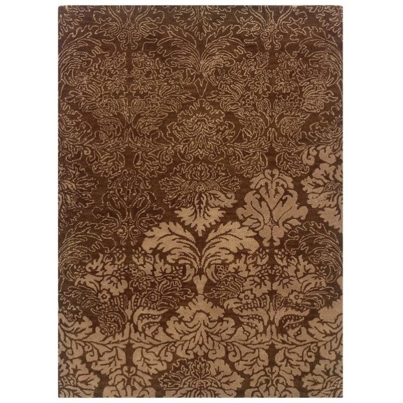 Riverbay Furniture 5' x 7' Hand Tufted Wool Rug in Beige