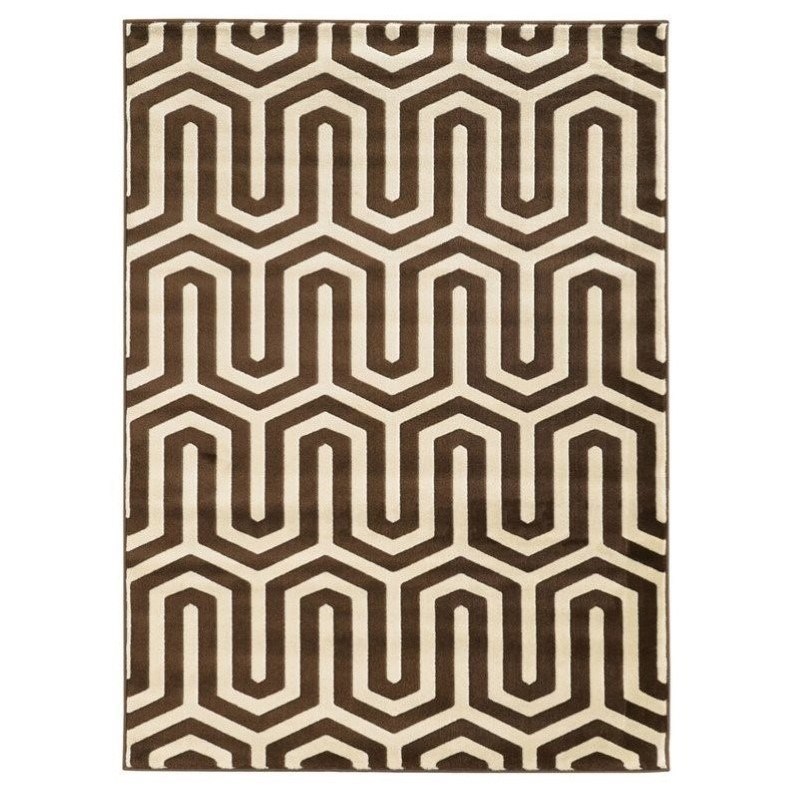 Riverbay Furniture 8' x 10' Zig Zag Rug in Ivory and Chocolate