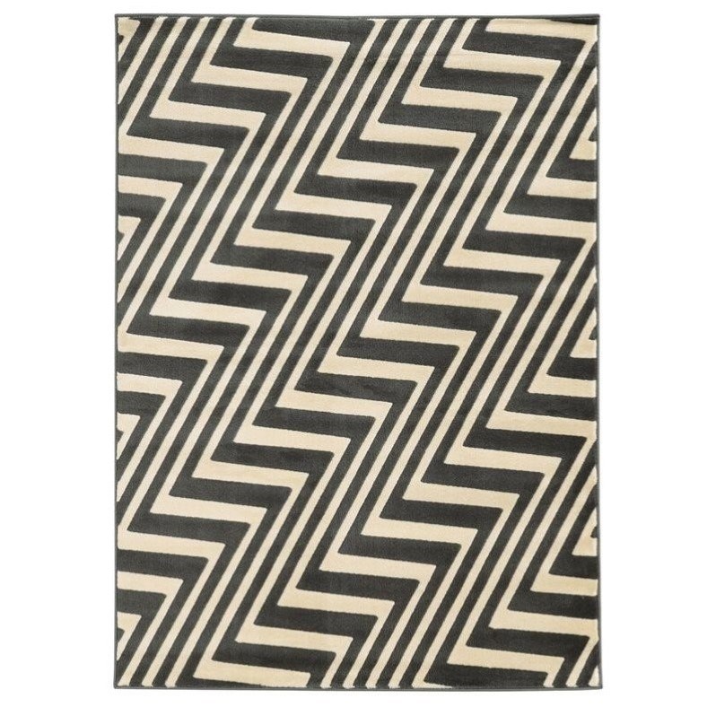 Riverbay Furniture 2' x 3' Zig Zag Rug in Charcoal and Gray