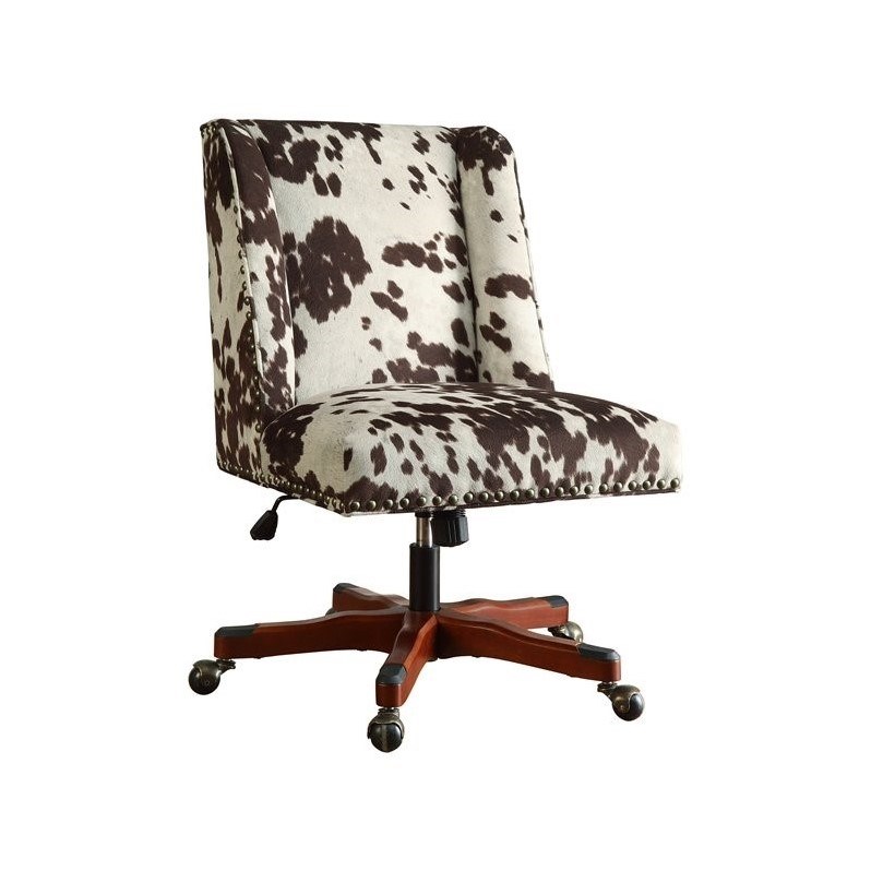 Riverbay Furniture Armless Upholstered Office Chair in Udder Madness Milk