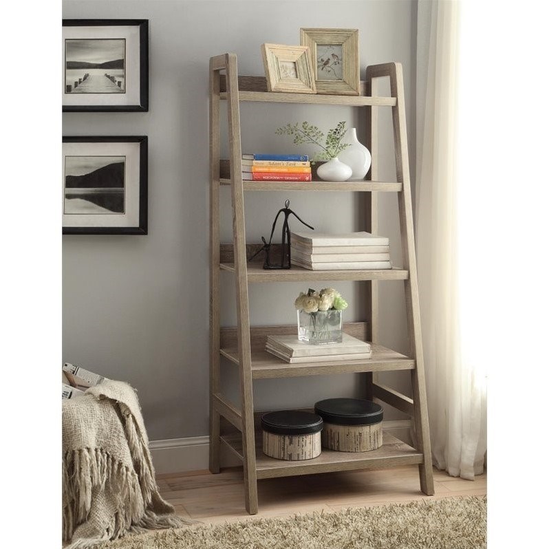 Riverbay Furniture 5 Shelf Bookcase in Gray