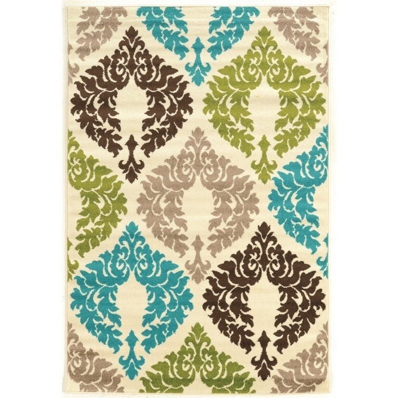Riverbay Furniture 5' x 7' Rug in Ivory and Turquoise
