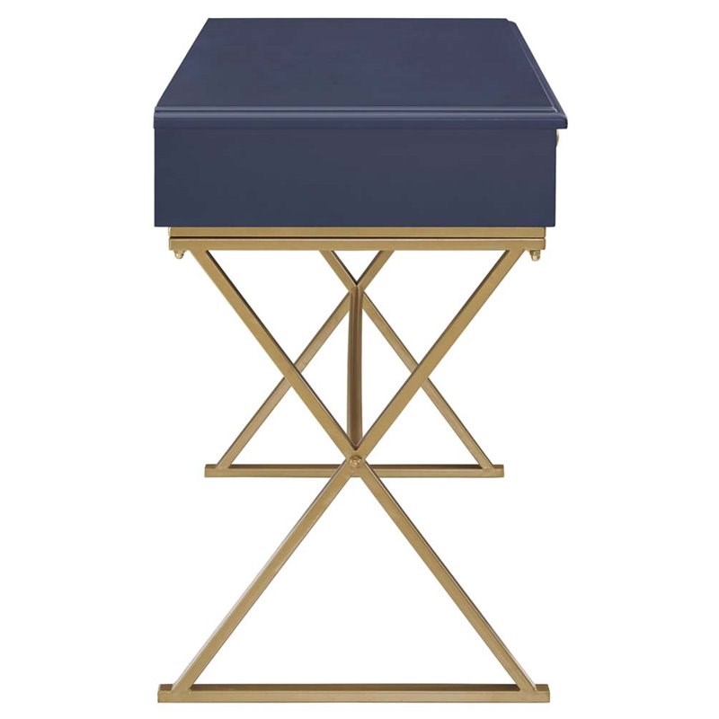 Riverbay Furniture Writing Desk in Blue and Gold