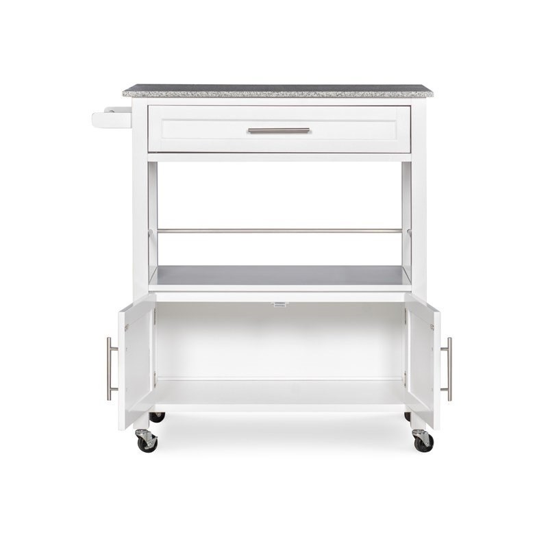 Riverbay Furniture Granite Top Kitchen Cart in White