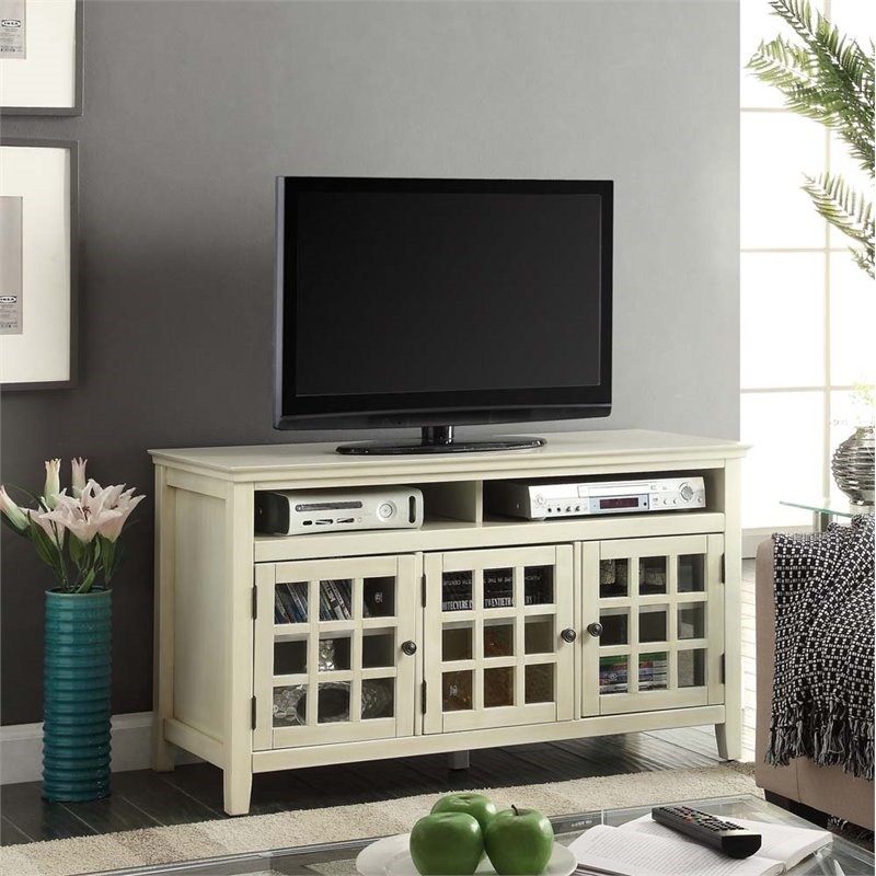 riverbay furniture tv stand in distressed white rf1598705