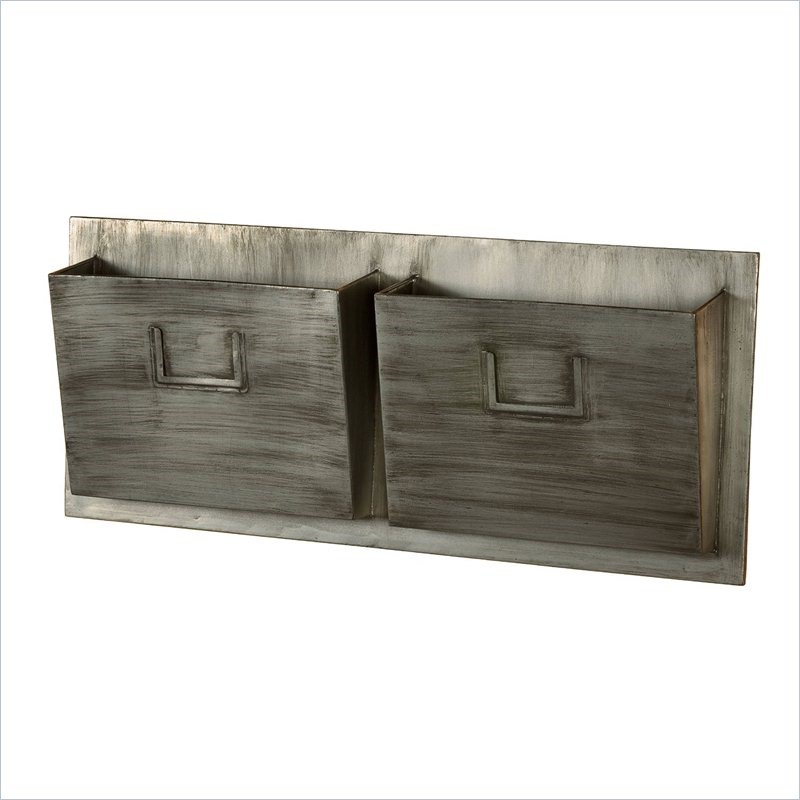 Riverbay Furniture Metal Two Slot Mailbox in in Gray