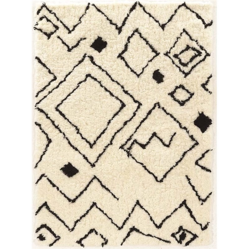 Riverbay Furniture 2' x 3' Tufted Shag Rug in Ivory and Black