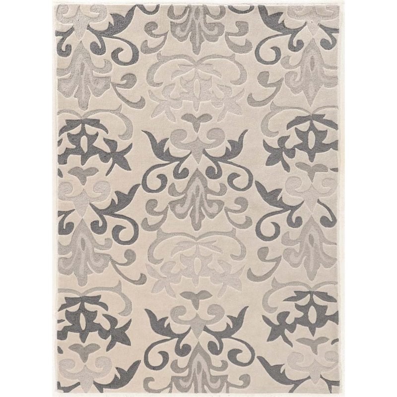 Riverbay Furniture 5' x 7' Hand Tufted Rug in Ivory and Gray