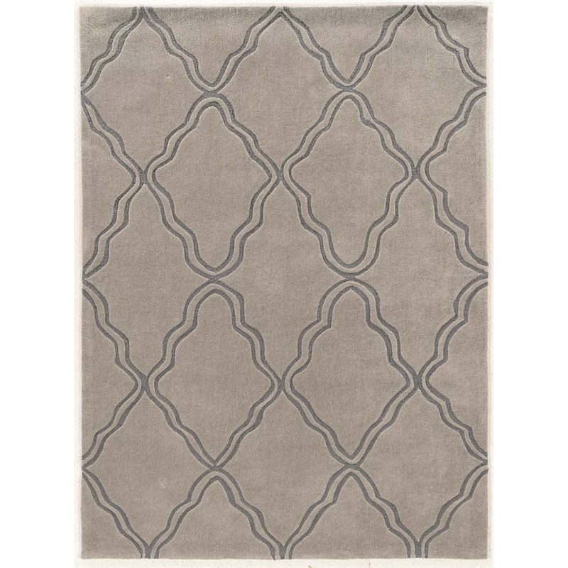 Riverbay Furniture 8' x 10' Picket Hand Tufted Rug in Gray and Smoke