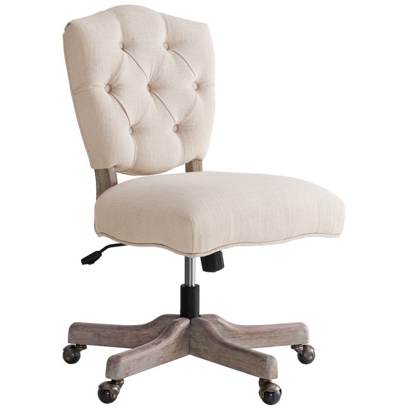 Riverbay Furniture Tufted Swivel Office Chair in White