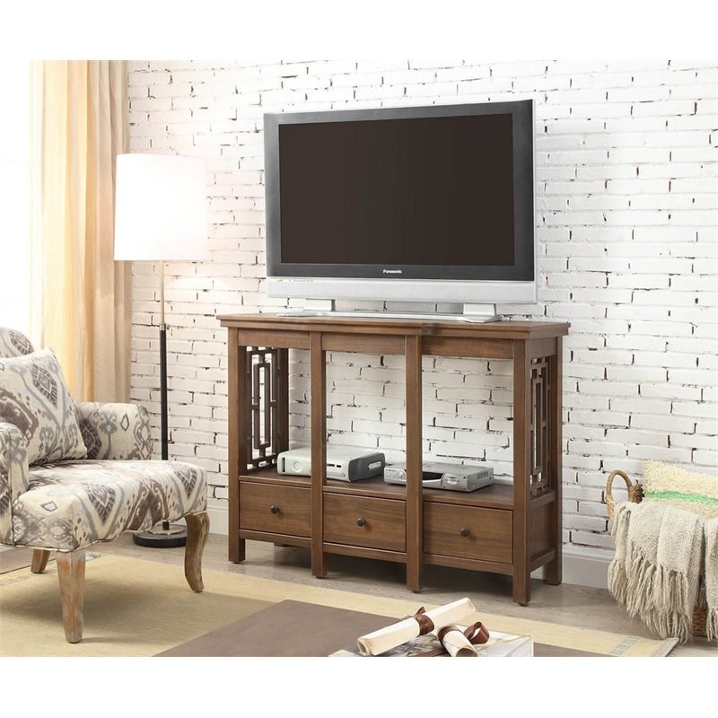 Riverbay Furniture TV Stand in Rustic Brown
