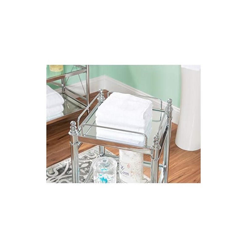 Riverbay Furniture Glass Cart in Chrome