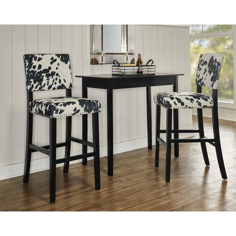 Riverbay Furniture Cow Print Bar Stool in Black