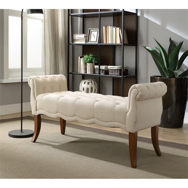 Riverbay Furniture Roll Arm Bench in Natural