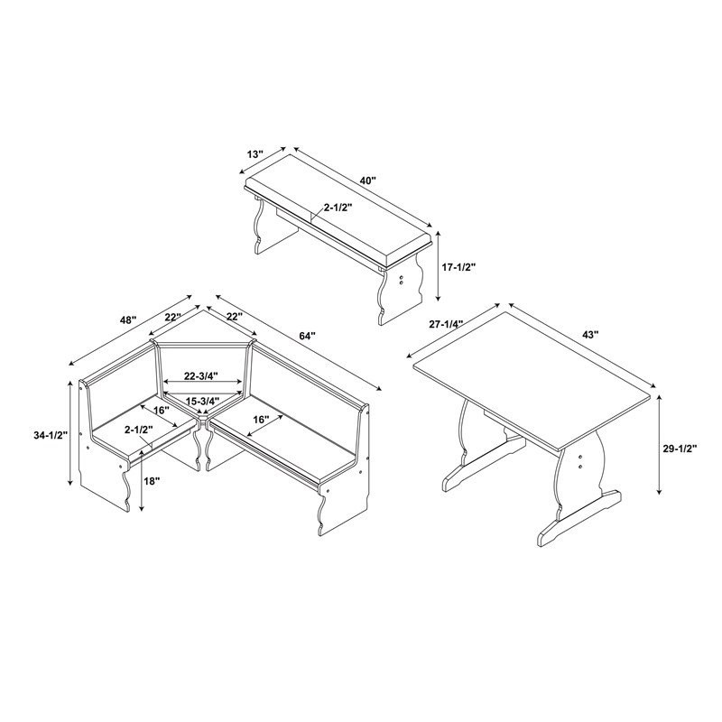 capri blue olivia 3 piece breakfast nook dining set