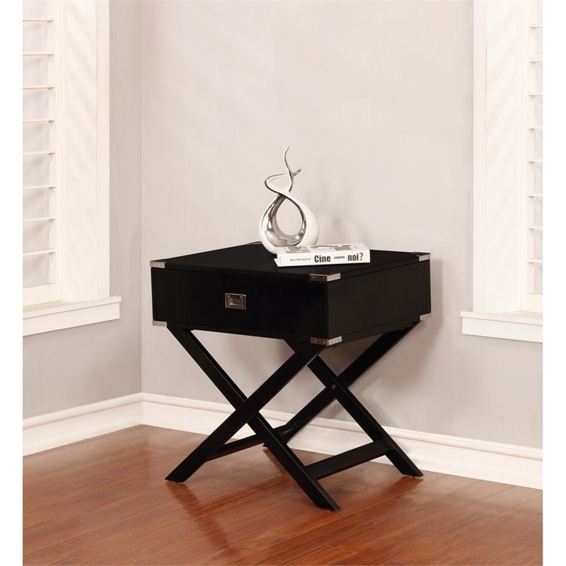 Riverbay Furniture X Base Accent Table in Black
