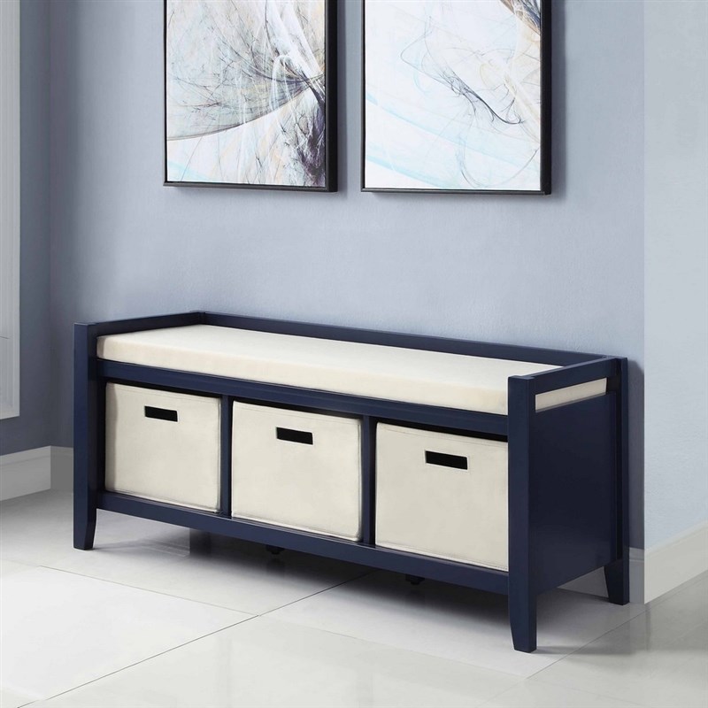 riverbay furniture entryway bench in navy blue rf1826260