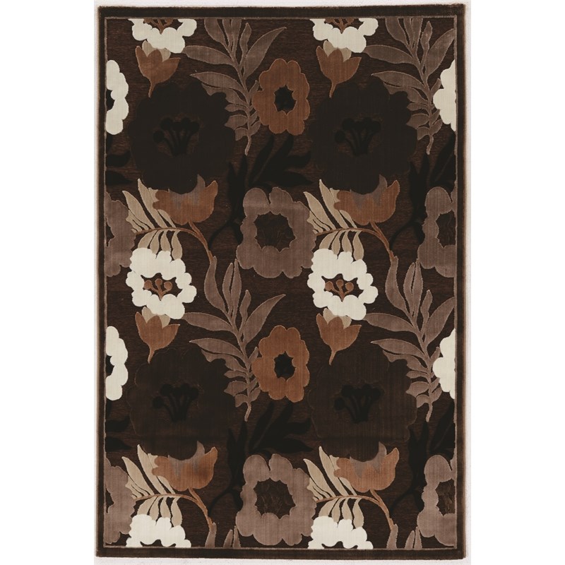 Riverbay Furniture Floral 2' x 3' Accent Rug in Brown