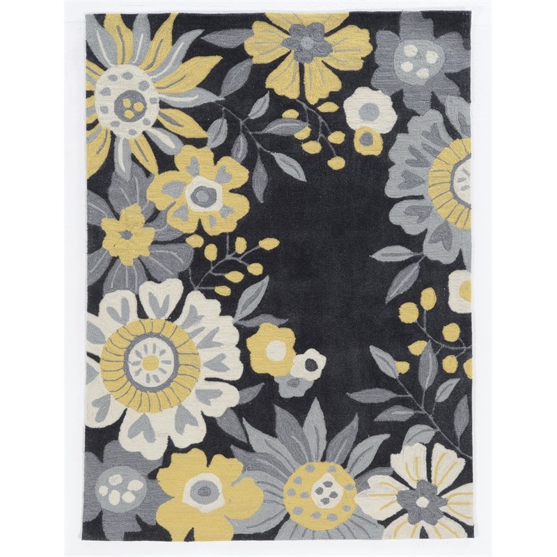 Riverbay Furniture 2' x 3' Hand Tufted Wildflower Rug in Gray