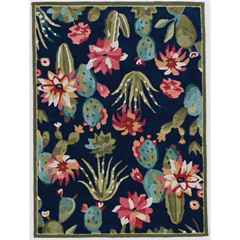Riverbay Furniture 2' x 3' Hand Tufted Cactus Rug in Navy