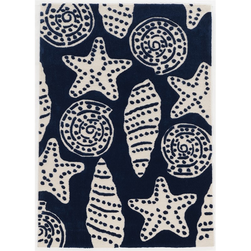 Riverbay Furniture 5' x 7' Hand Tufted Flotsom Rug in Navy and Ivory