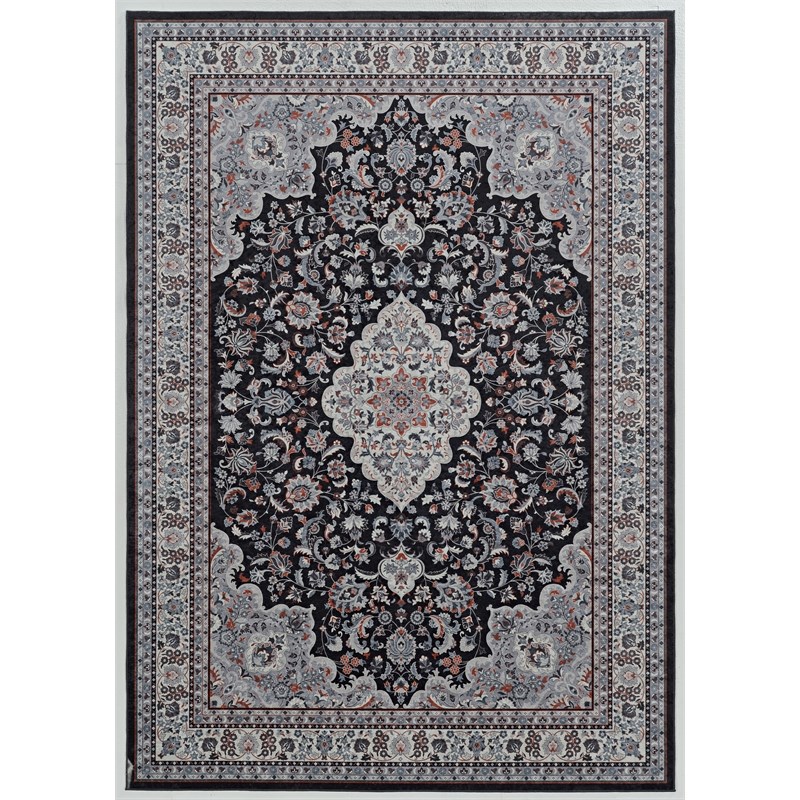 Riverbay Furniture 5' x 7' Area Rug in Black and Cream