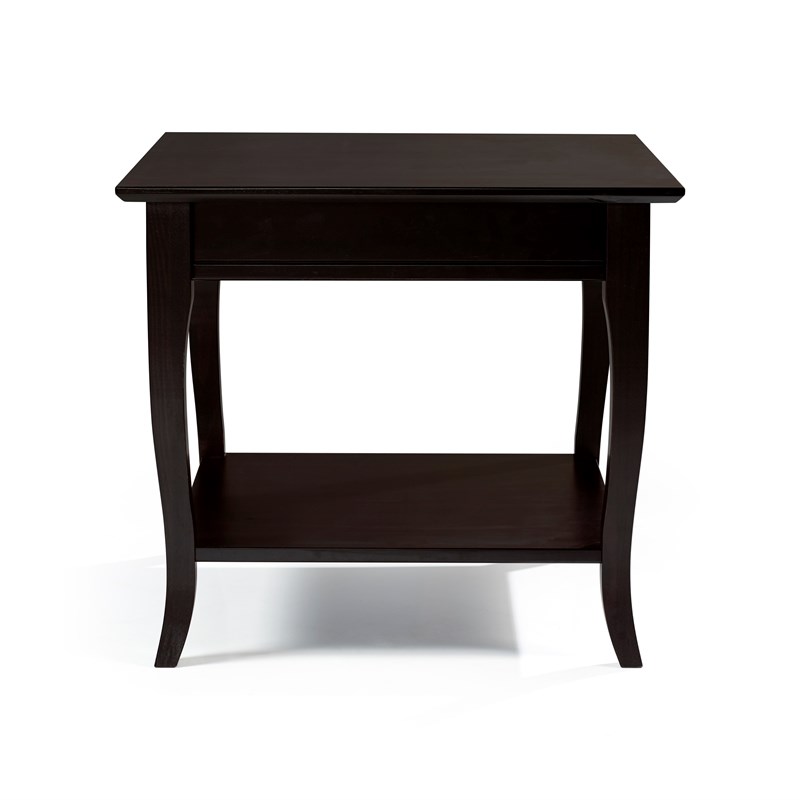 Riverbay Furniture Juno Solid Wood End Table with Contoured Legs in Espresso