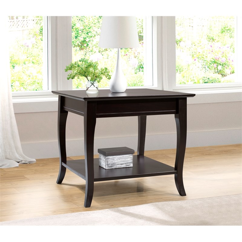 Riverbay Furniture Juno Solid Wood End Table with Contoured Legs in Espresso