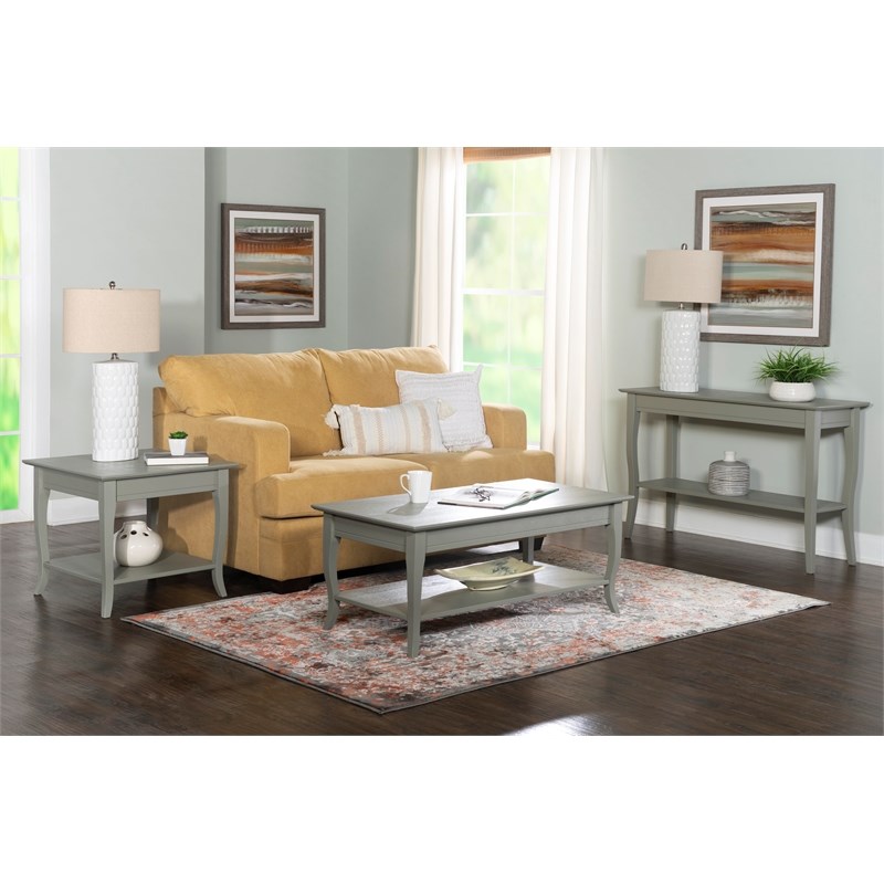 Riverbay Furniture Juno Solid Wood End Table with Contoured Legs in Gray