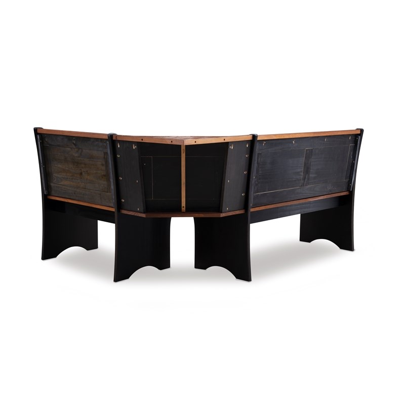 Riverbay Furniture Kerry Planked Solid Wood Dining Nook Set in Black
