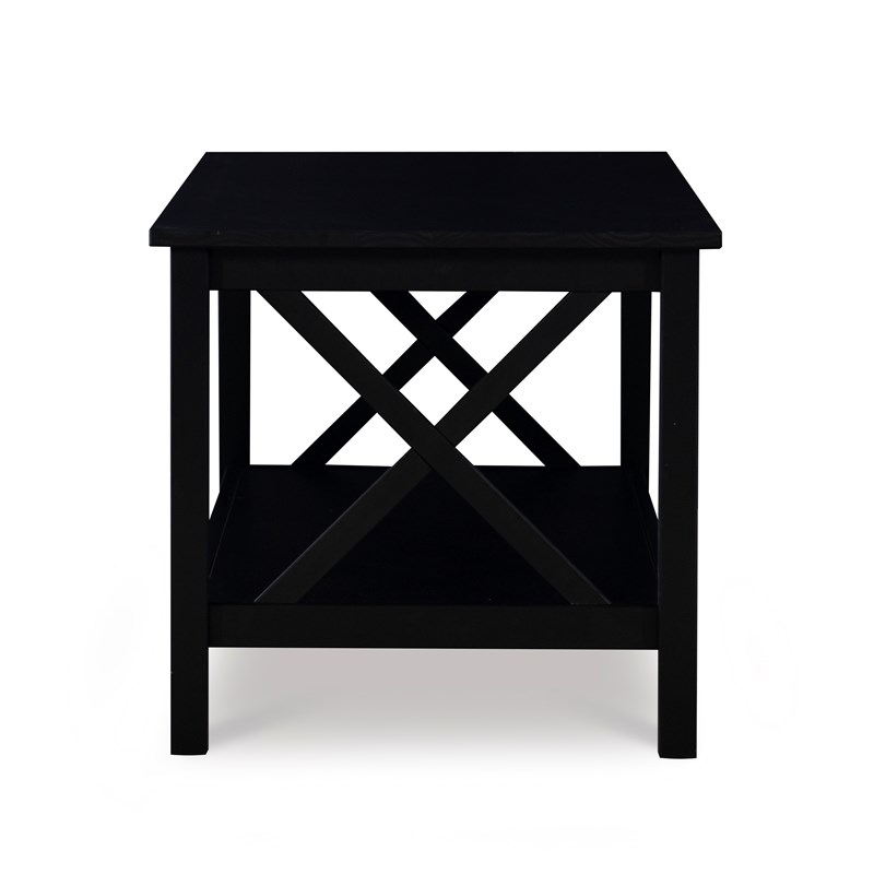 Riverbay Furniture Baldwin X-Design Solid Wood Coffee Table in Black