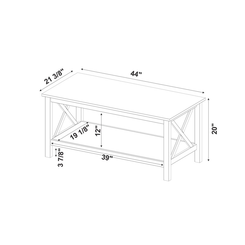 Riverbay Furniture Baldwin X-Design Solid Wood Coffee Table in Black