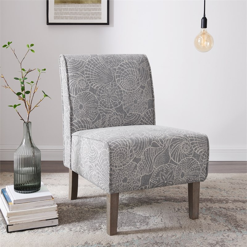 Riverbay Furniture Upholstered Wood Slipper Chair in Stone Gray