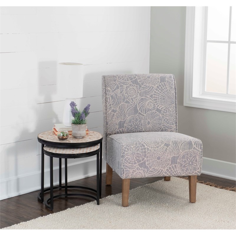 Riverbay Furniture Upholstered Wood Slipper Chair in Stone Gray