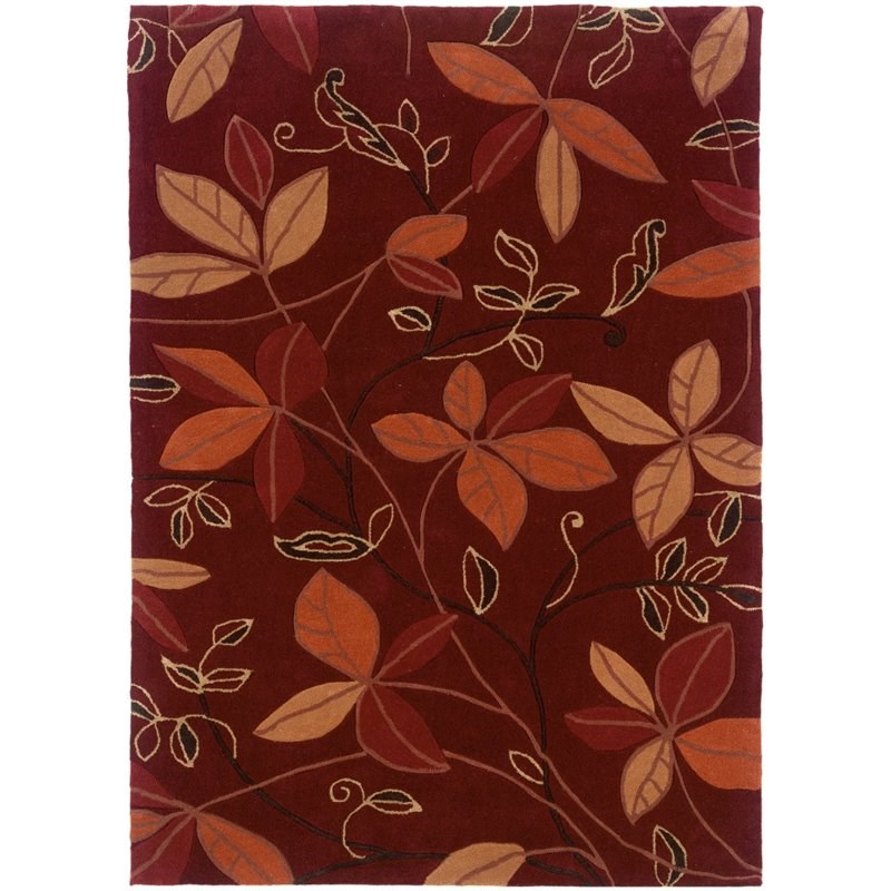 Riverbay Furniture 5' x 7' Transitional Hand Tufted Rug in Garnet and Orange