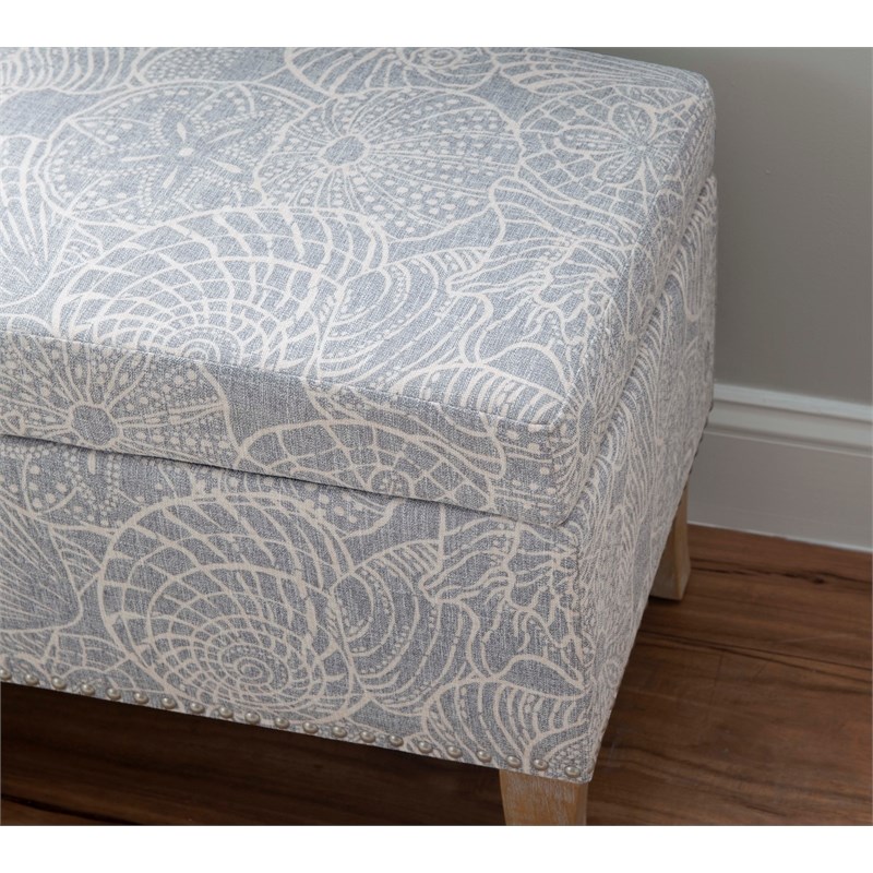 Riverbay Furniture Wood Upholstered Storage Ottoman in Stone Gray