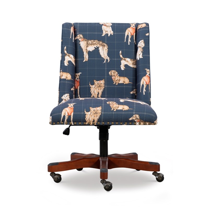 Riverbay Furniture Dog Wood Upholstered Office Chair in Blue