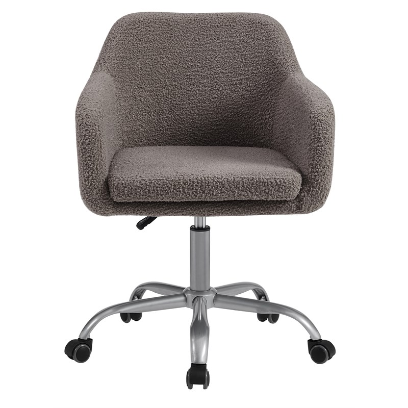 Riverbay Furniture Metal Upholstered Office Chair in Gray