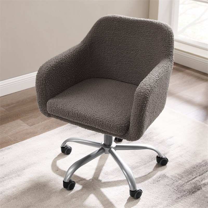 Riverbay Furniture Metal Upholstered Office Chair in Gray