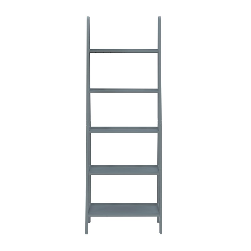 Riverbay Furniture Wood Ladder Bookshelf in Gray