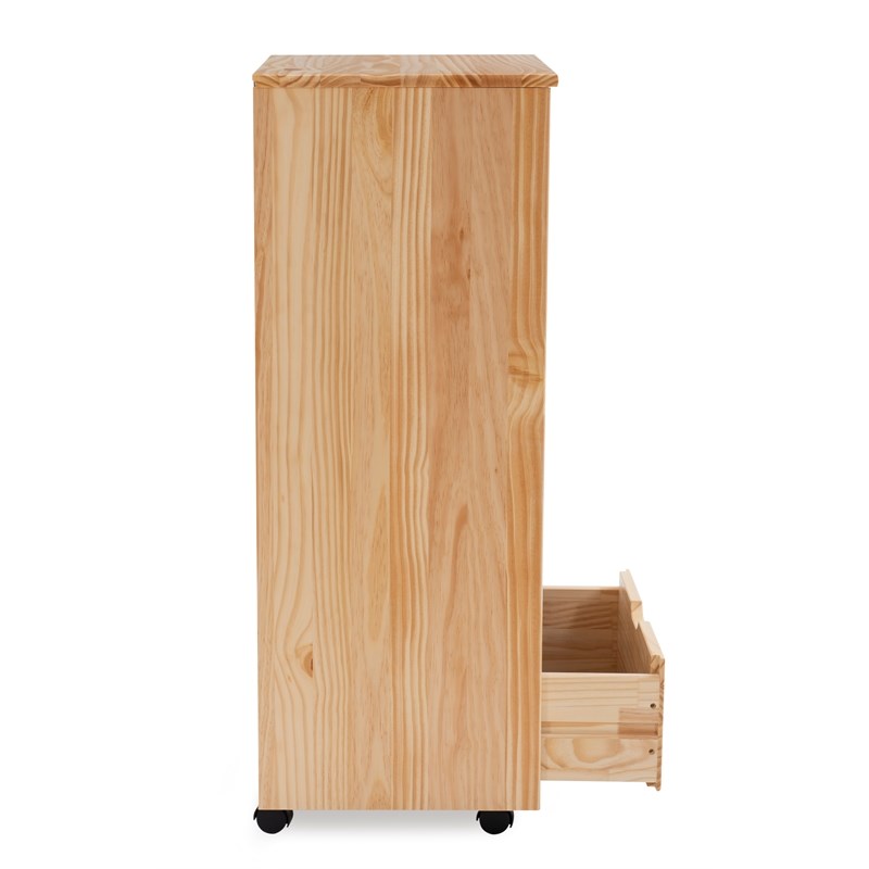Riverbay Furniture Eight Drawer Wood Rolling Storage Cart in Natural