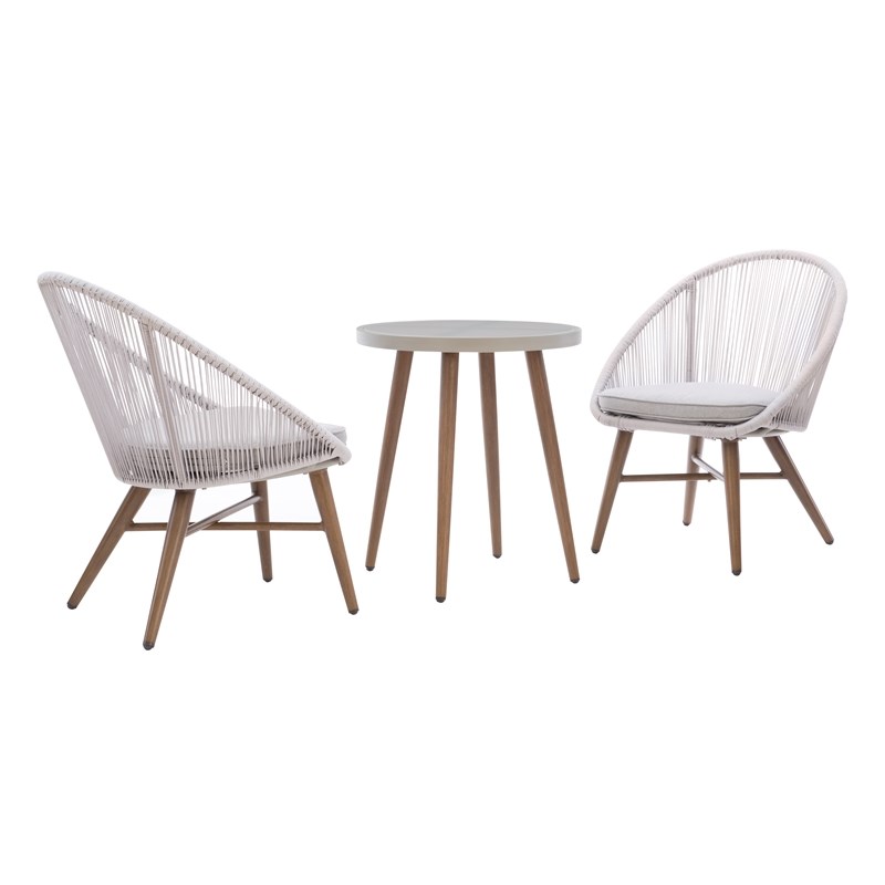 Riverbay Furniture Three Piece Metal Indoor/Outdoor Bistro Set in Gray