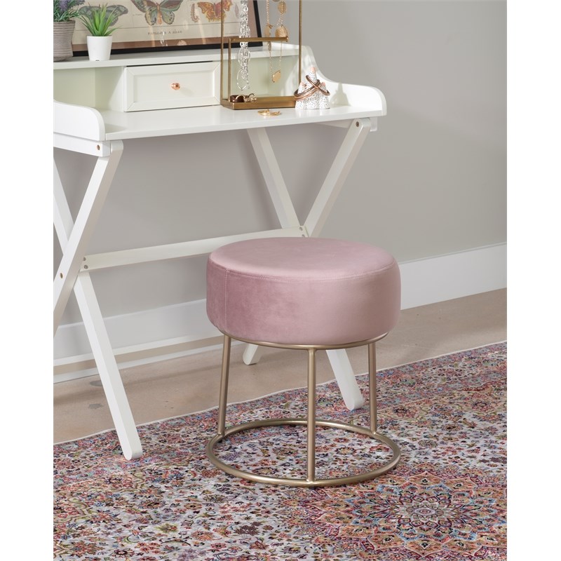 Riverbay Furniture Metal Accent Vanity, Pink Bench For Vanity