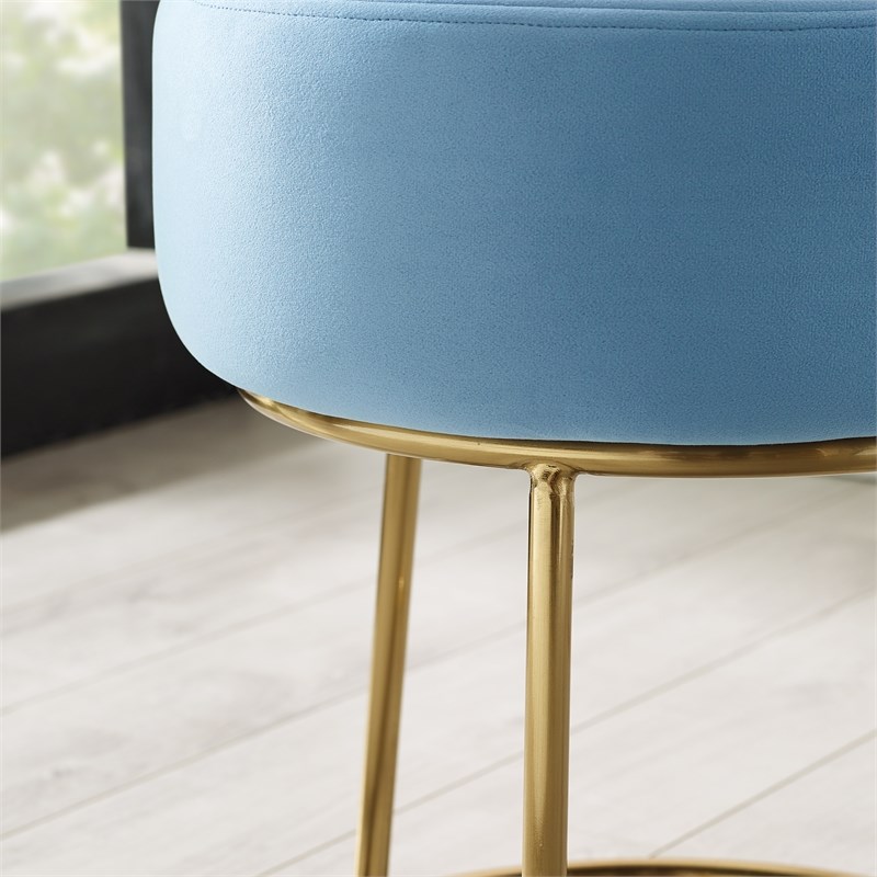 Riverbay Furniture Metal Accent Vanity Stool in Light Blue Homesquare