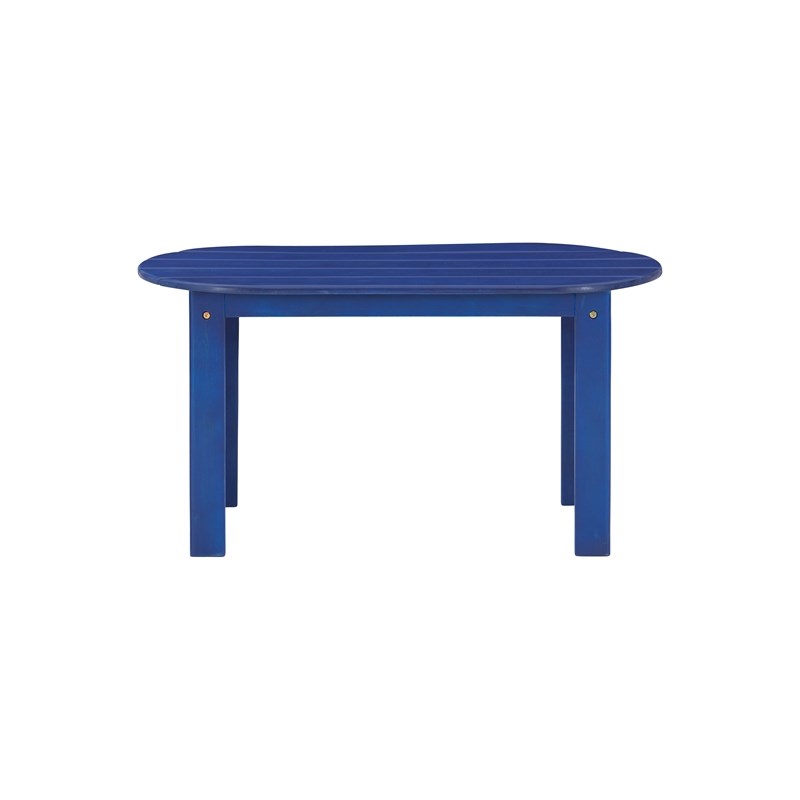 Riverbay Furniture Transitional Adirondack Wood Outdoor Coffee Table in Blue