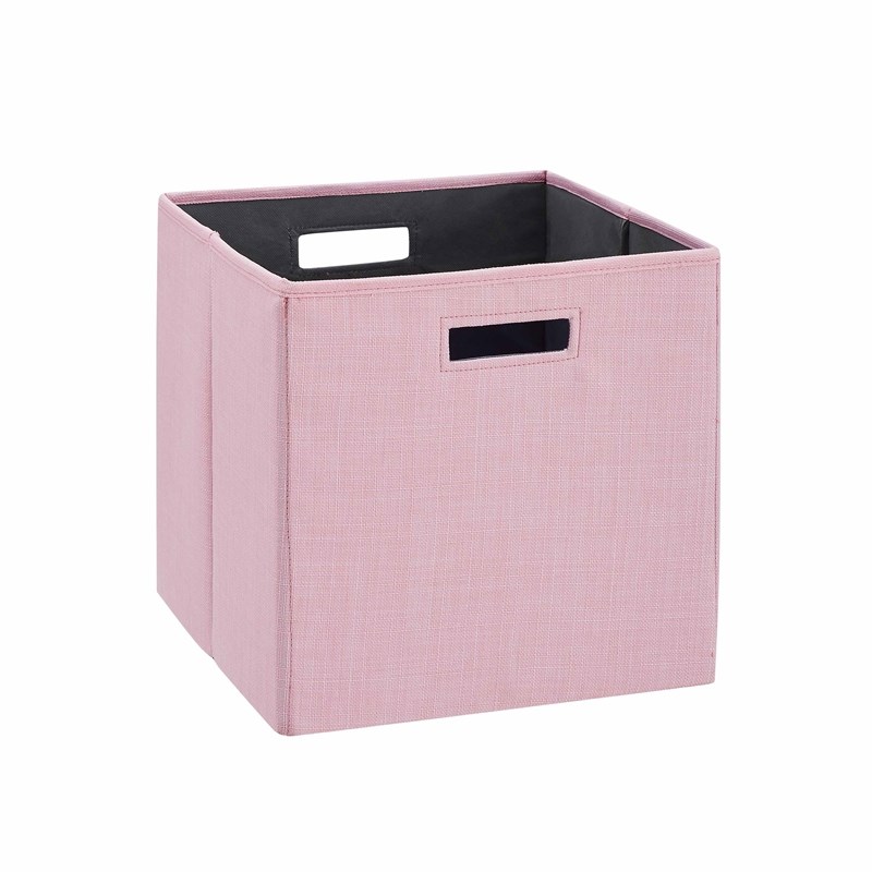 Riverbay Furniture Transitional Two Pack Fabric Storage Bins in Pink